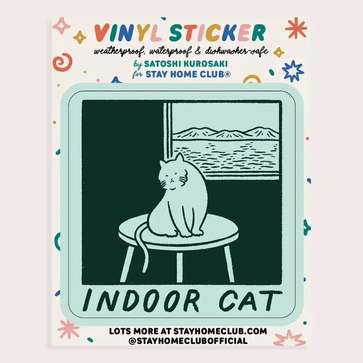 Stay Home Club - Vinyl Sticker - Indoor Cat (Satoshi)