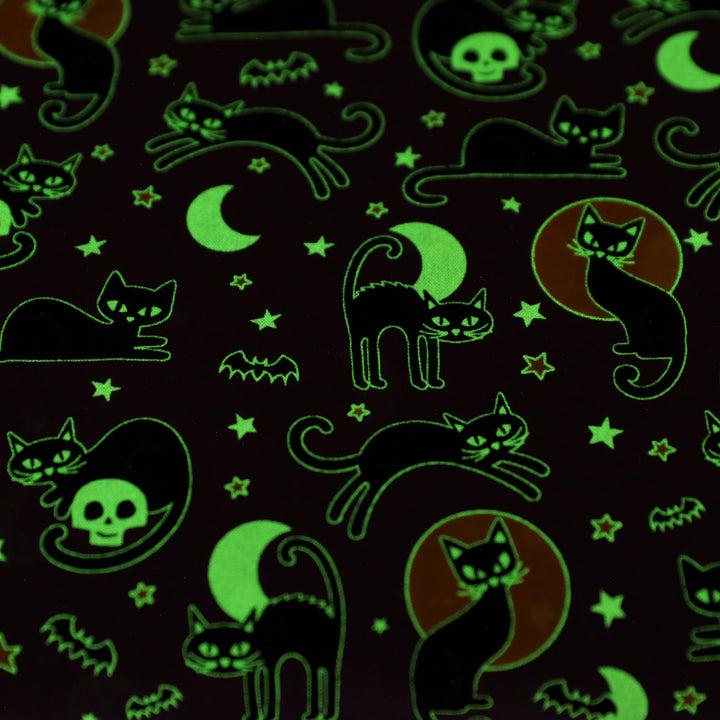 Benartex - Cotton - Glow-O-Ween - Spooky Cats - Purple