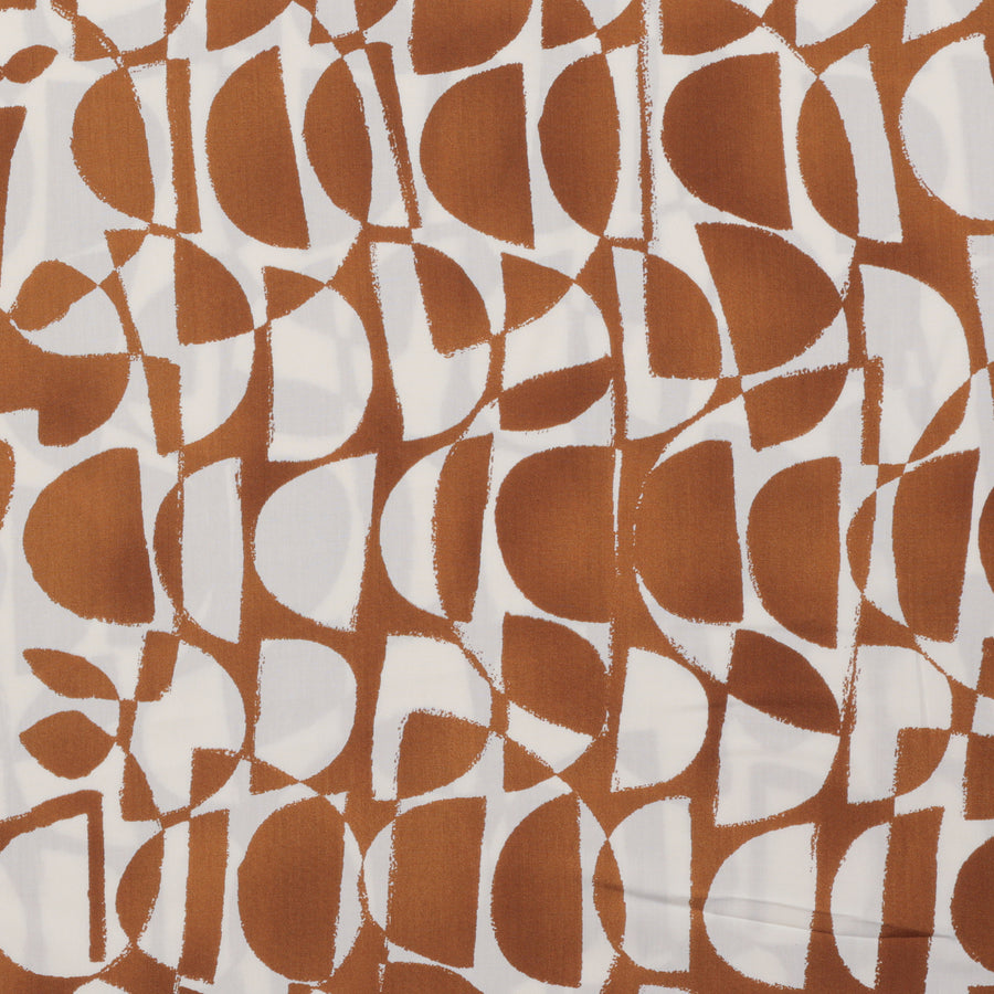 Rayon - Picasso Poplin - Print - Rust Ivory