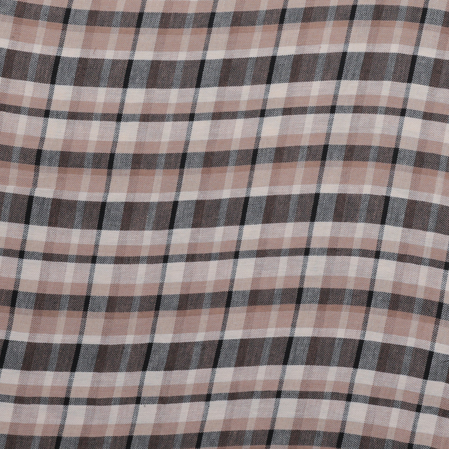 Linen Blend - Utopia - Plaid - Coffee Black