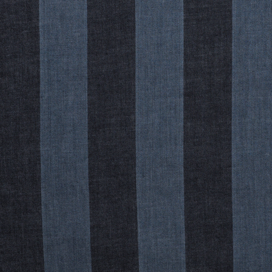 Cotton - Italian Stretch Denim - Large Stripe - Navy