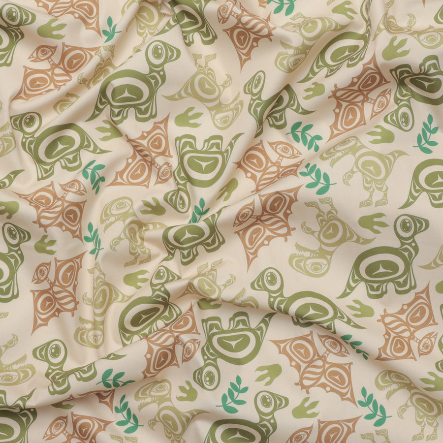 Yasakw Designs - Poplin - Haida Dino - Beige