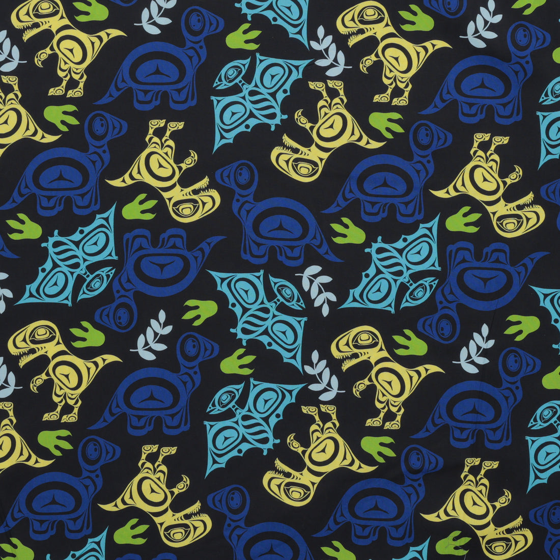 Yasakw Designs - Poplin - Haida Dino - Black