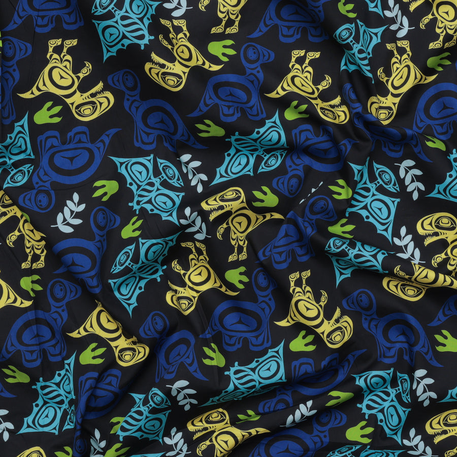 Yasakw Designs - Poplin - Haida Dino - Black