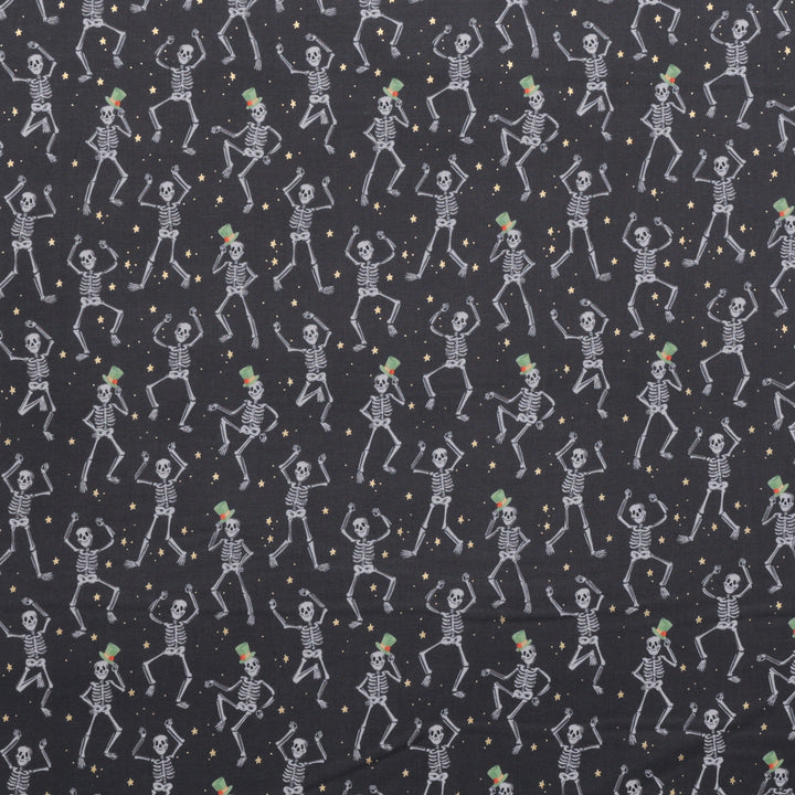 Rifle Paper Co. - Cotton - Halloween - Skeletons- Black Metallic