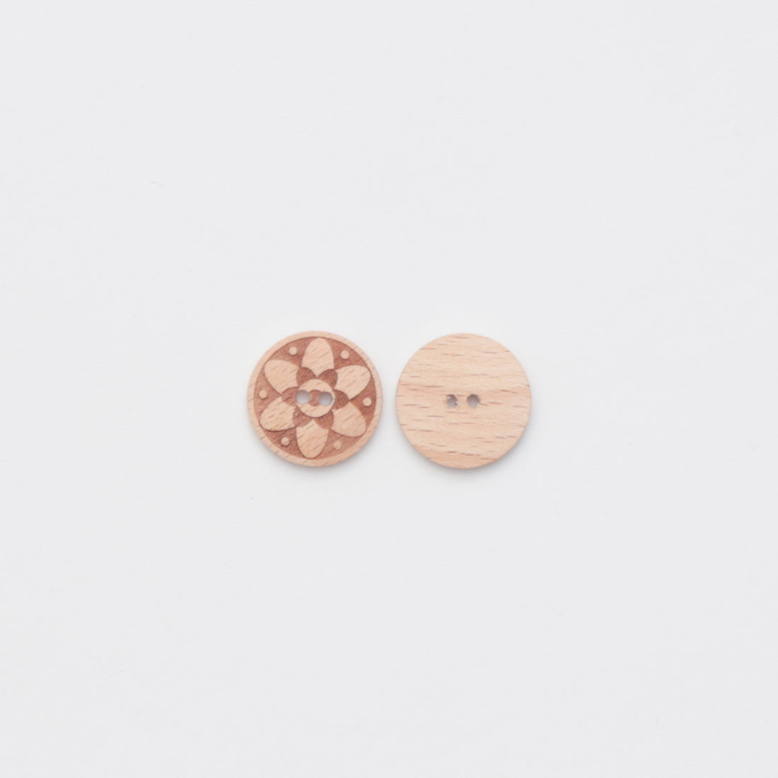 Buttons - 2 Hole - Wood - 23mm - Floral