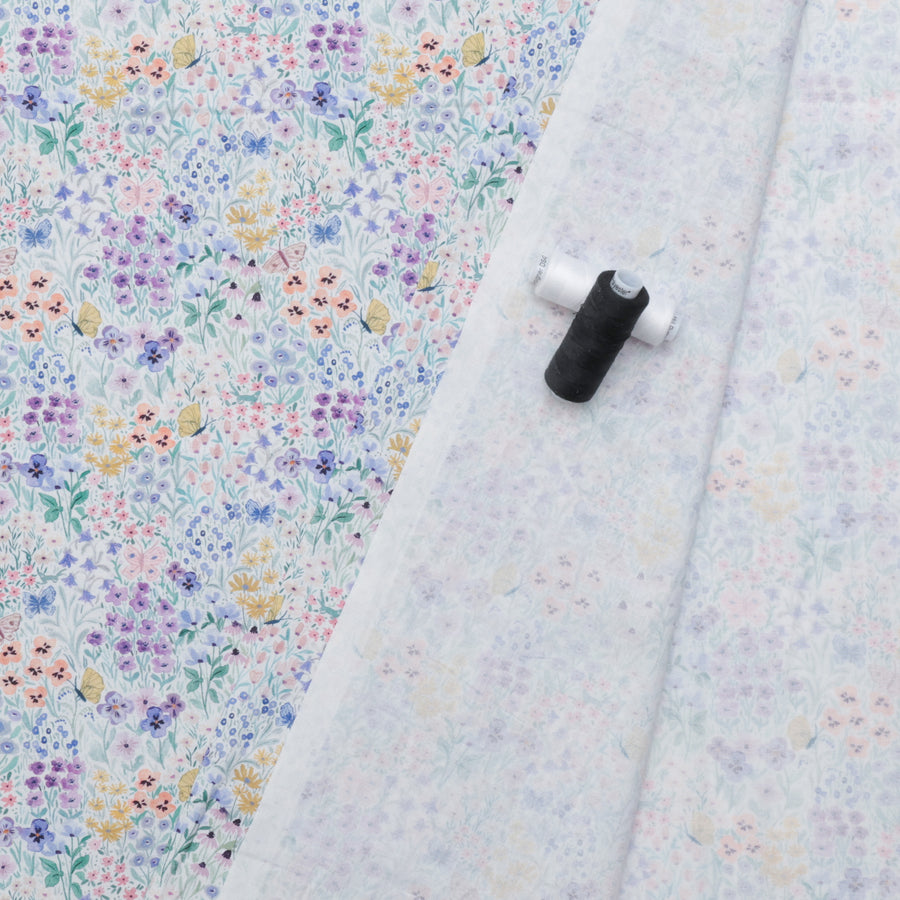 Dear Stella - Wideback Cotton - Butterfly Field - White