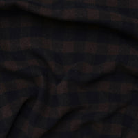 Wool Blend - Double Face Coating - Big Check - Black Brown