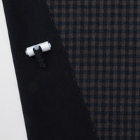 Wool Blend - Double Face Coating - Small Check - Black Navy Brown