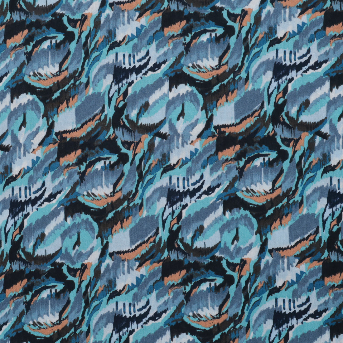 Viscose - Crinkle Print - Blue Brown