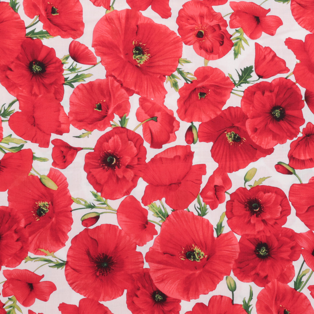 Rayon - Digital Slub Print - Poppies - Assorted