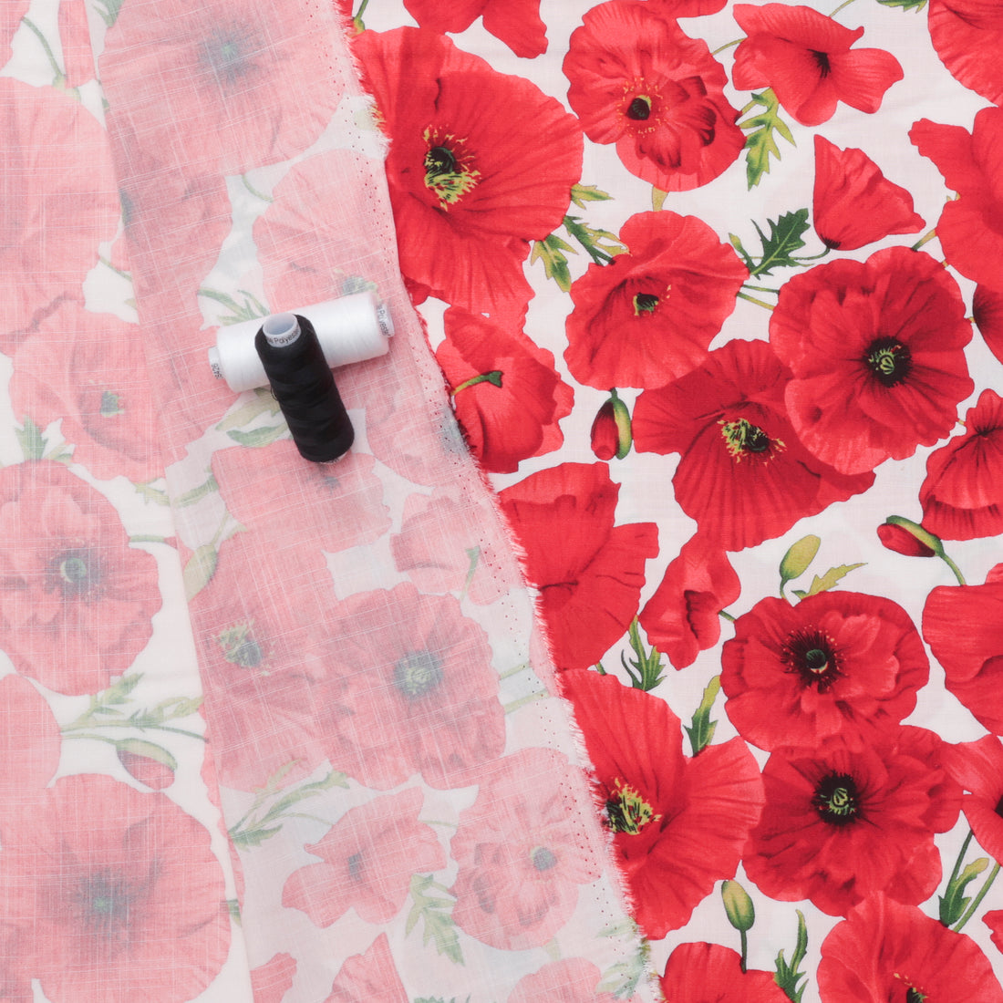 Rayon - Digital Slub Print - Poppies - Assorted