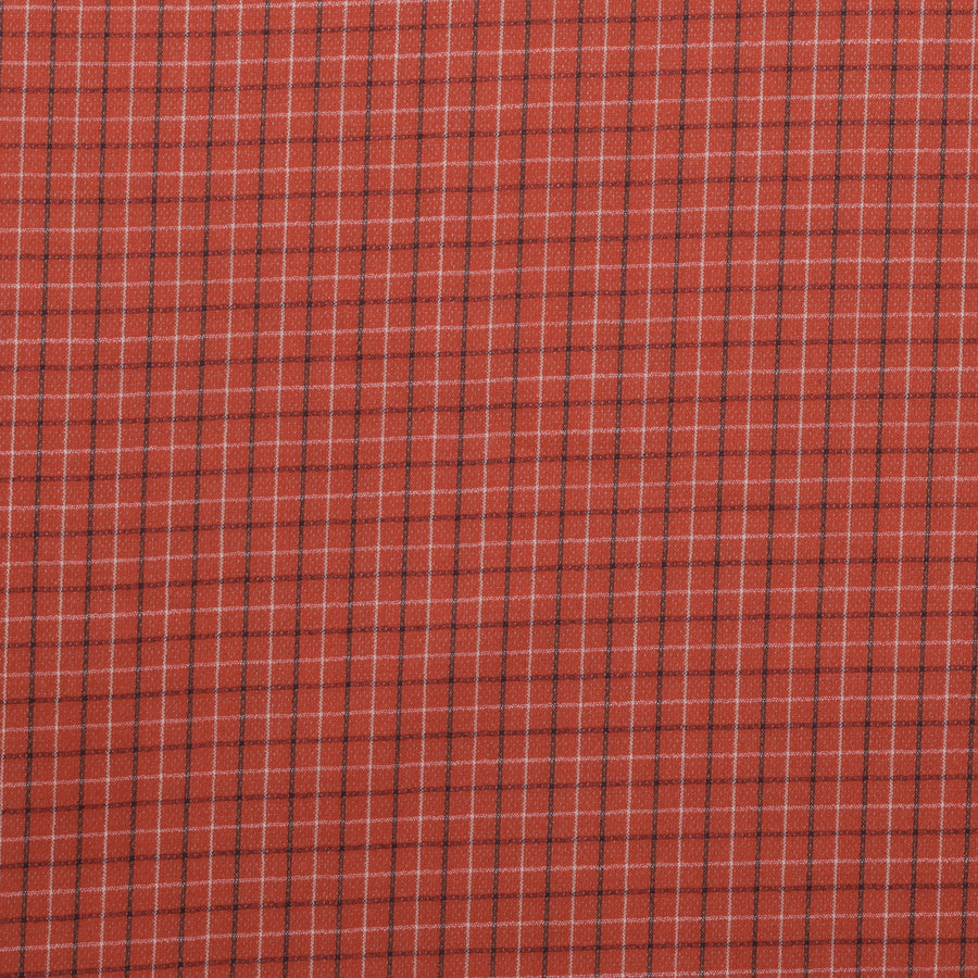 Wool - Double Face Suiting - Plaid Gabardine - Scarlet Taupe