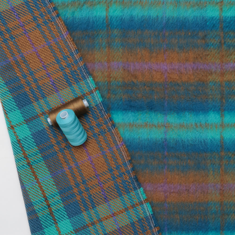 Wool Blend - Coating - Brushed Tweed - Aqua Lilac