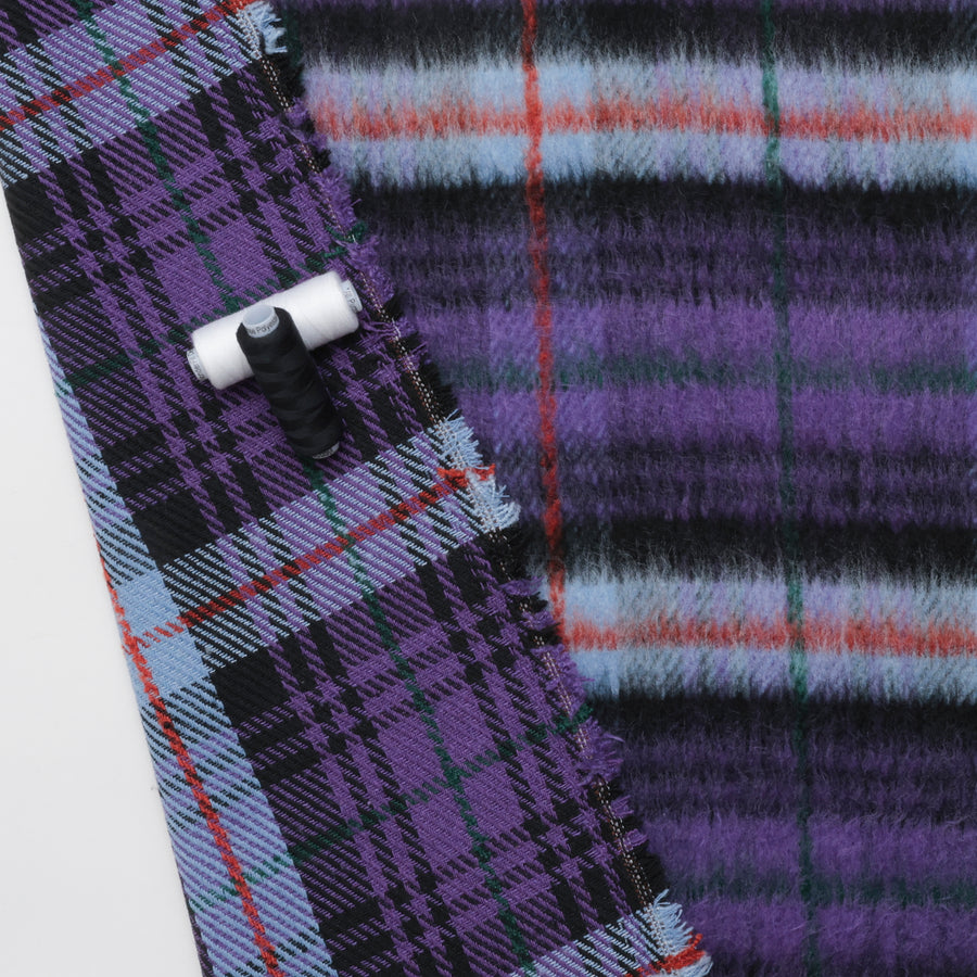 Wool Blend - Coating - Brushed Tweed - Purple Green