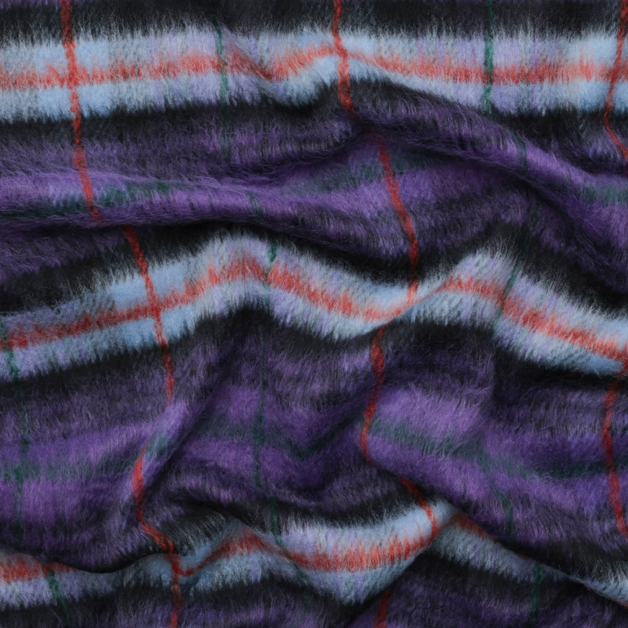 Wool Blend - Coating - Brushed Tweed - Purple Green