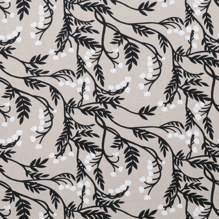 Figo - Cotton Linen - Grove - Branches - Black