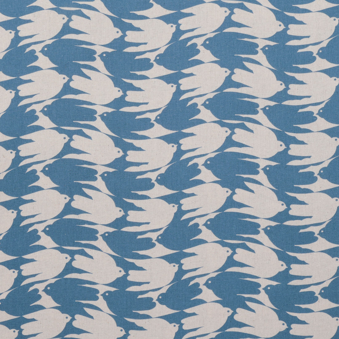 Figo - Cotton Linen - Grove - Birds - Blue