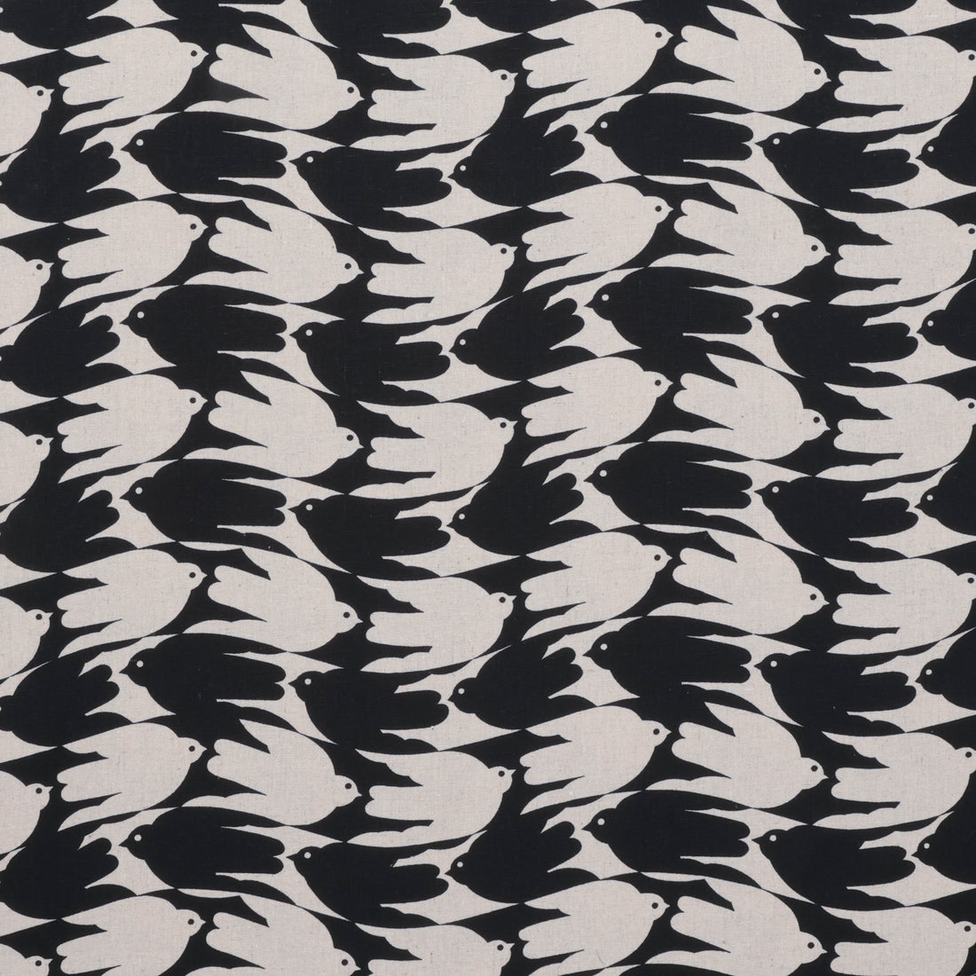 Figo - Cotton Linen - Grove - Birds - Black