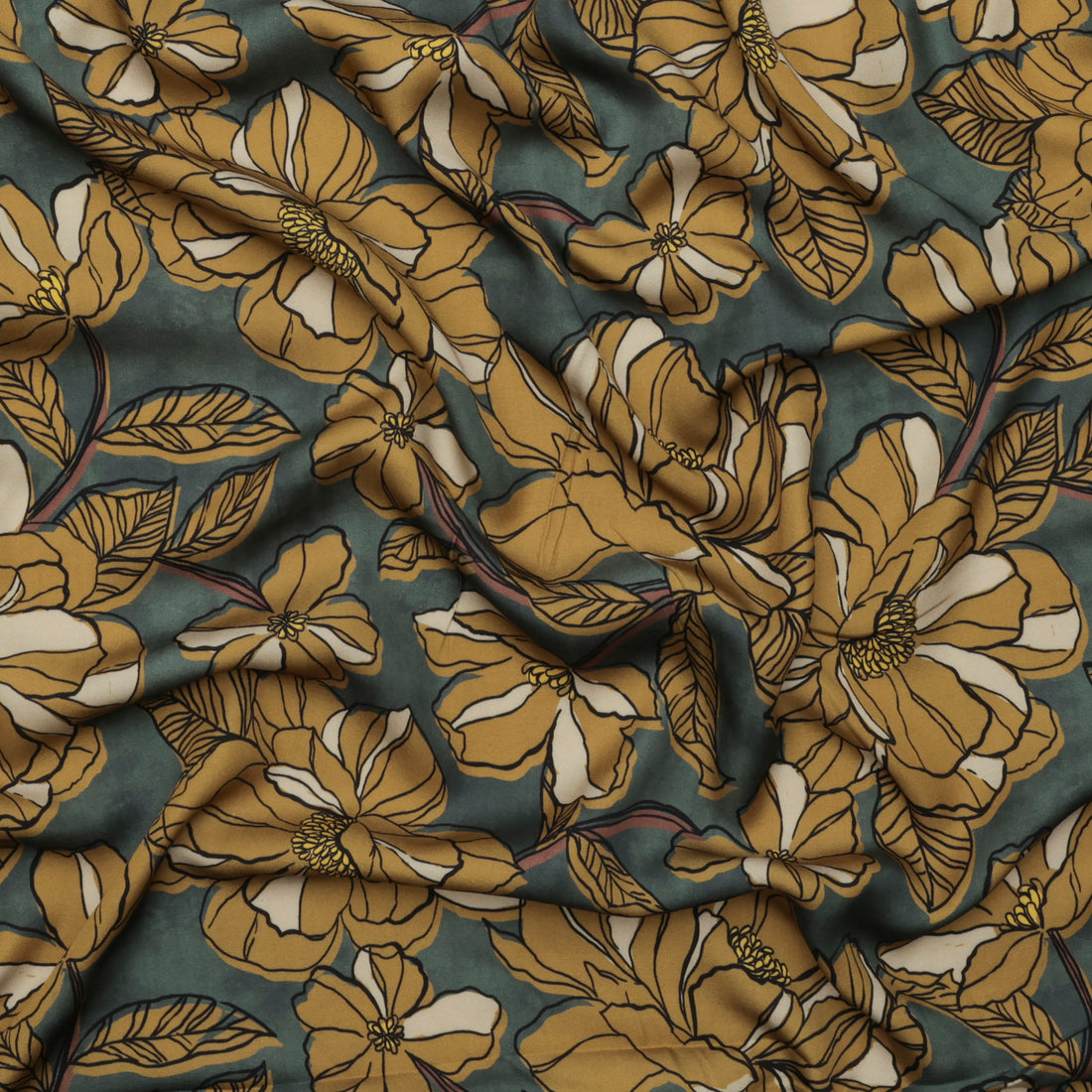 Viscose - Heidi - Challis Print - Pine Pesto