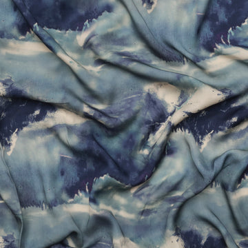 Viscose - Heidi - Challis Print - Denim Blues