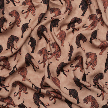 Viscose - Heidi - Challis Print - Camel Black