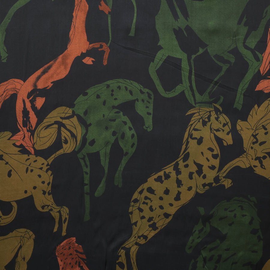 Viscose - Luna - Digital Challis Print - Black Green