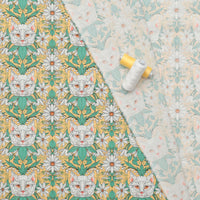 Rachel Hauer - Cotton - Garden Bed - Cat Flower - Yellow