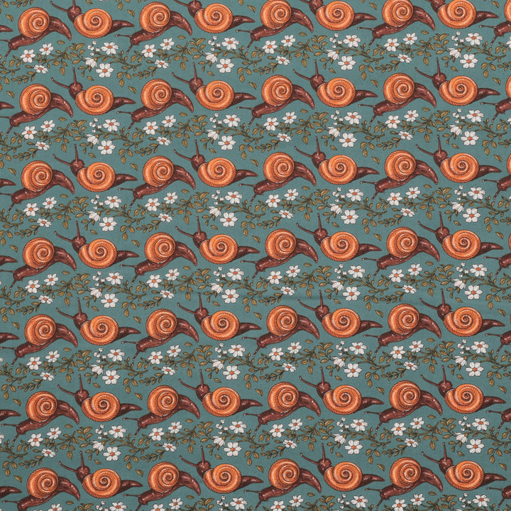 Rachel Hauer - Cotton - Garden Bed - Snail Trail - Turquoise