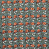 Rachel Hauer - Cotton - Garden Bed - Snail Trail - Turquoise