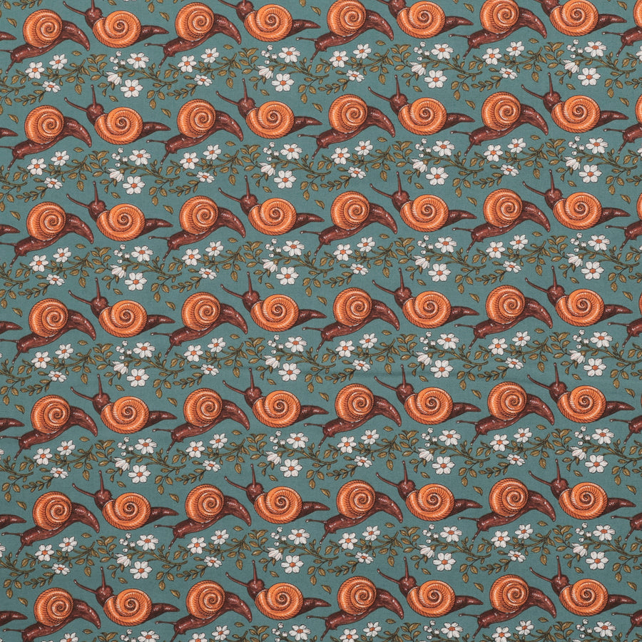 Rachel Hauer - Cotton - Garden Bed - Snail Trail - Turquoise