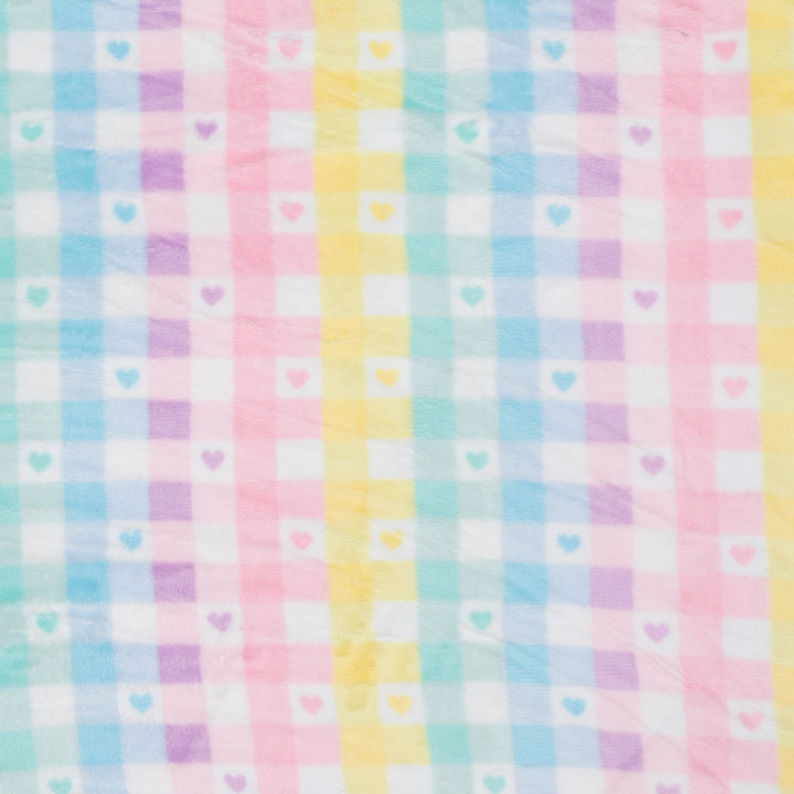 Poly - Minky - Plaid Hearts - Pastel