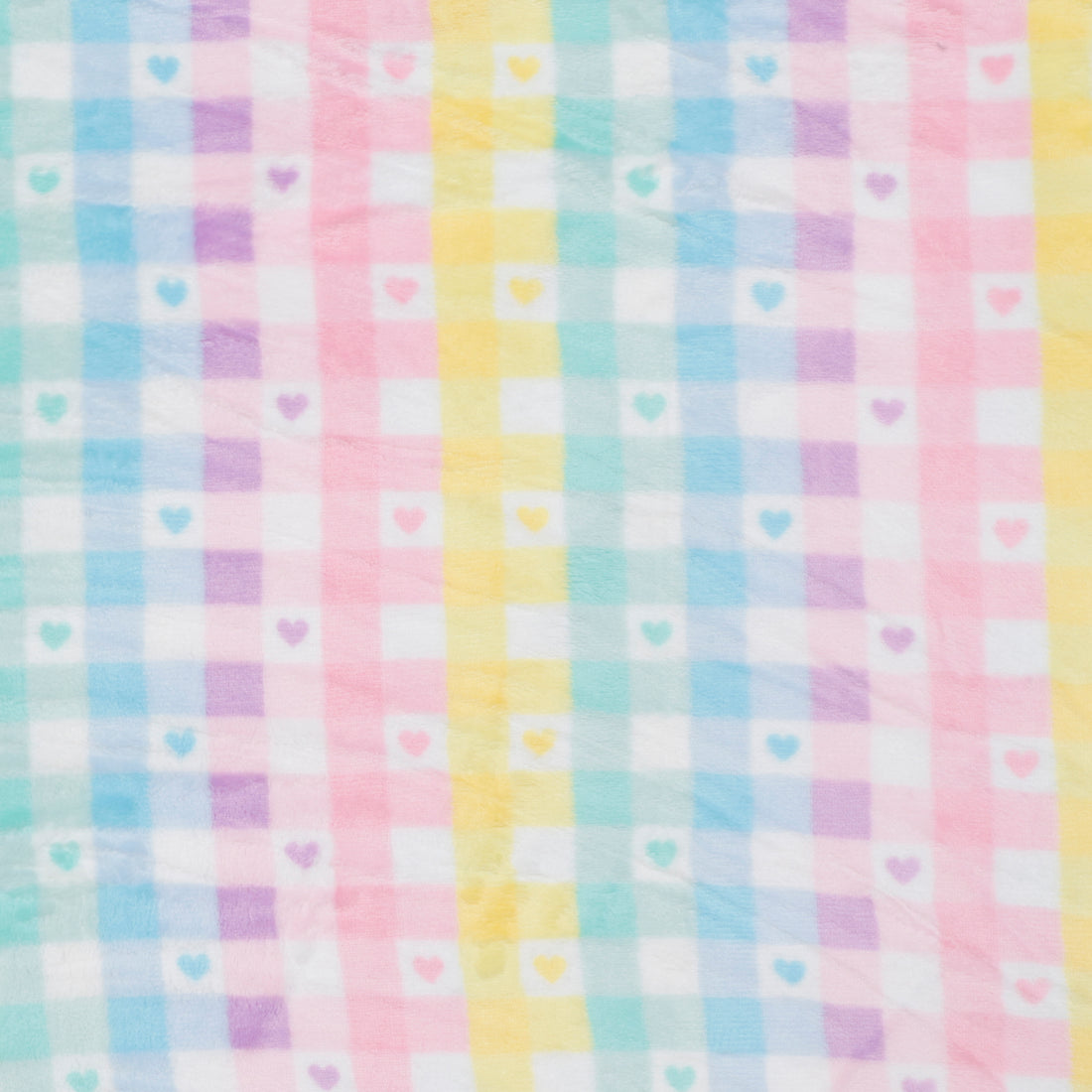 Poly - Minky - Plaid Hearts - Pastel