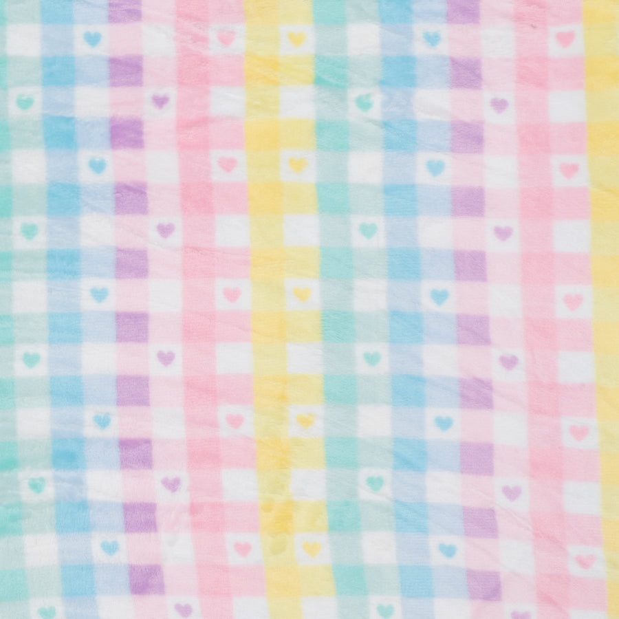 Poly - Minky - Plaid Hearts - Pastel