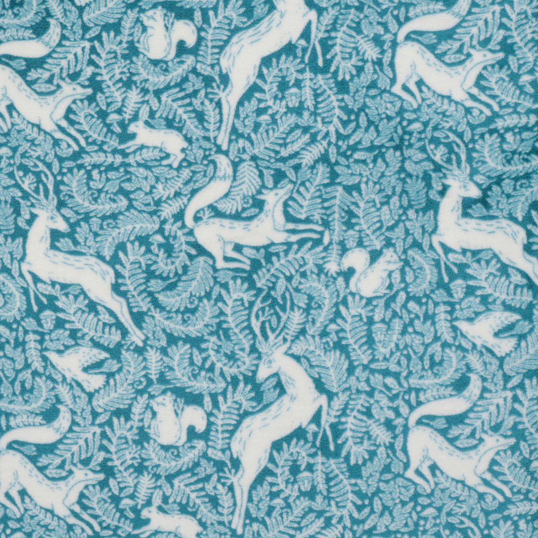 Poly - Minky - Forest Animals - Teal Ivory