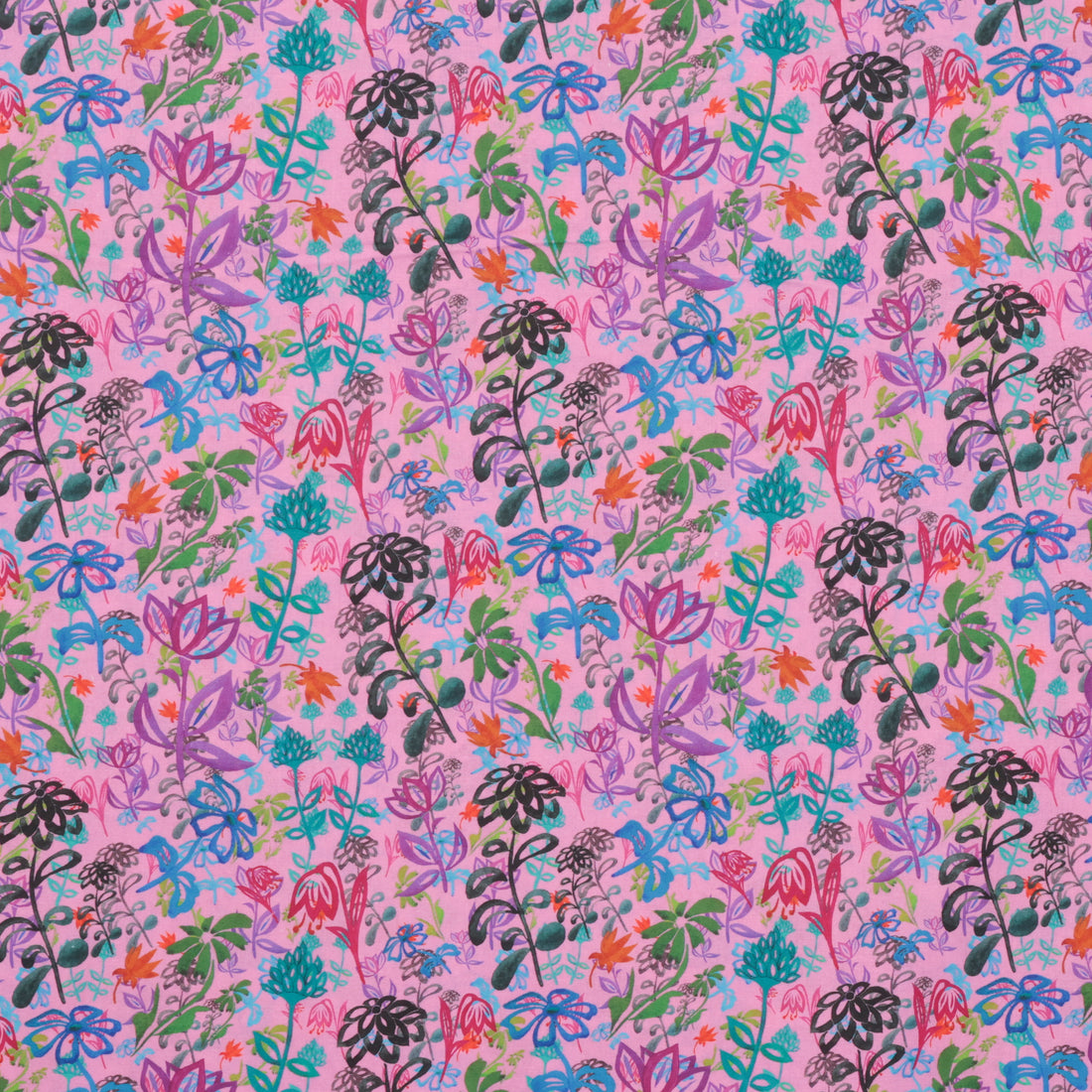 Cotton - Woven - Print - Bright Flowers - Pink