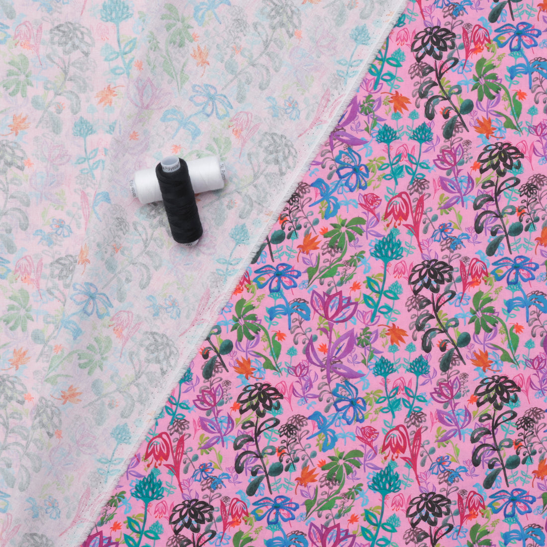 Cotton - Woven - Print - Bright Flowers - Pink