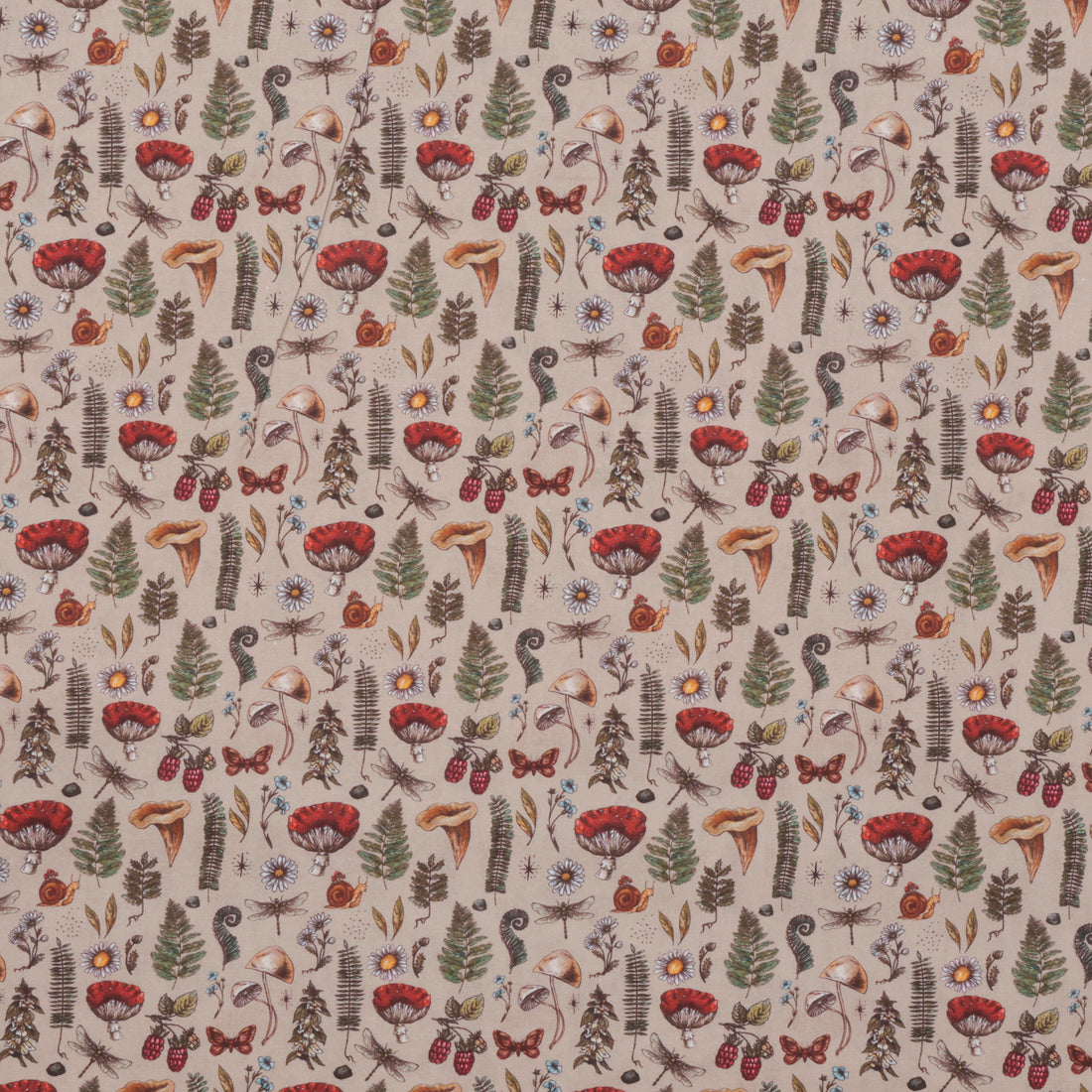 Cotton - Woven - Print - Forest Collection - Beige