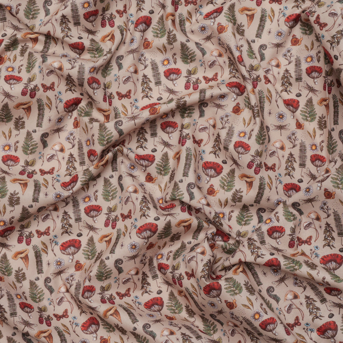 Cotton - Woven - Print - Forest Collection - Beige