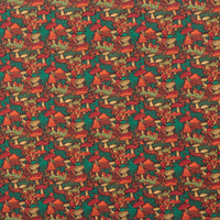 Cotton - Woven - Print - Mushrooms - Green Orange