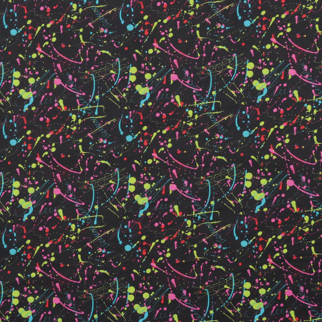 Cotton - Woven - Print - Neon Paint Splatter - Black