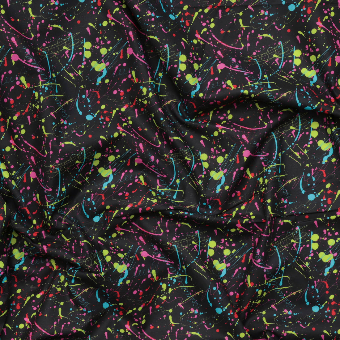 Cotton - Woven - Print - Neon Paint Splatter - Black