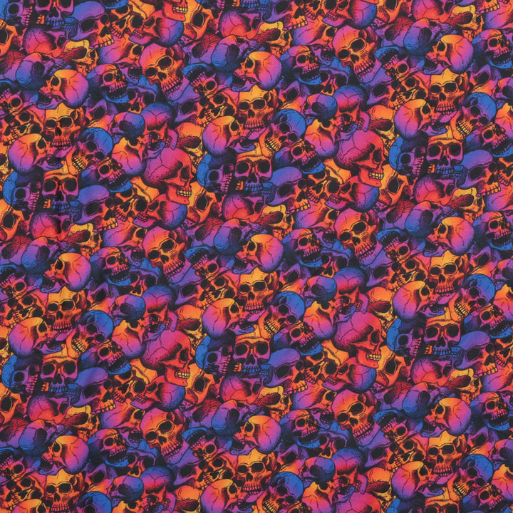 Cotton - Woven - Print - Skulls - Purple Orange