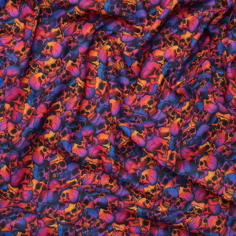 Cotton - Woven - Print - Skulls - Purple Orange