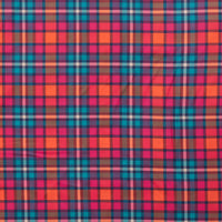 Cotton - Woven - Digital Tartan Print - Teal Pink