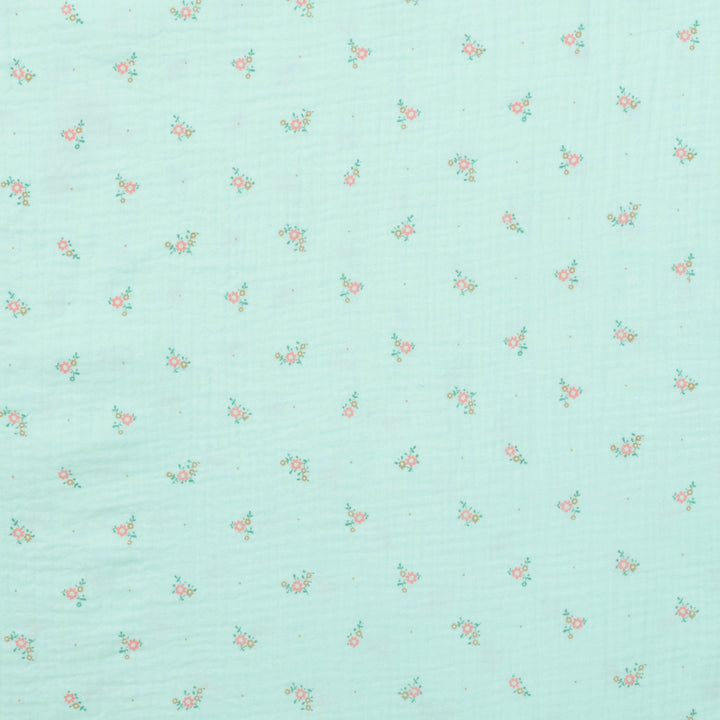 Cotton - Double Gauze - Mini Flowers - Light Mint