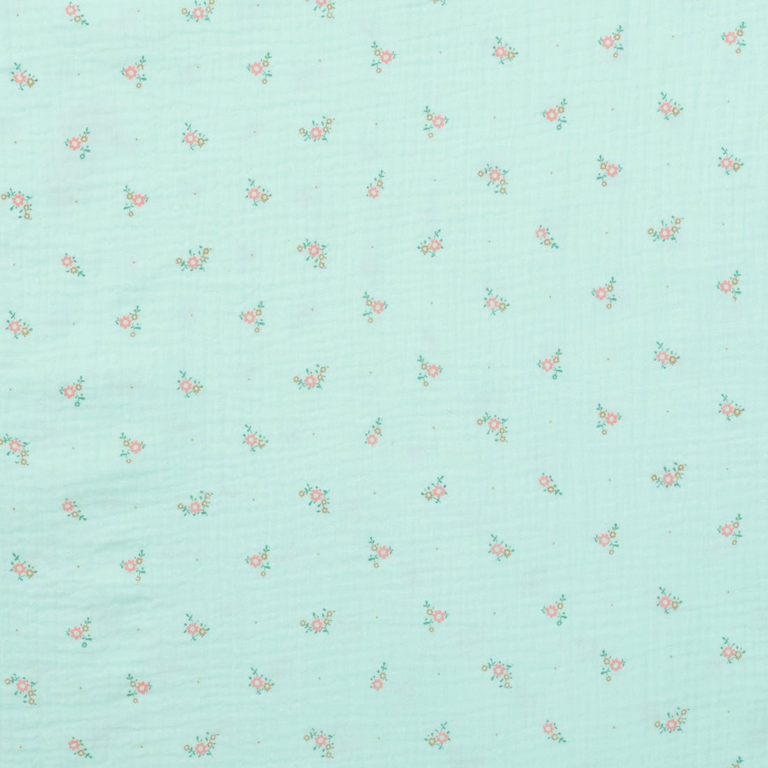 Cotton - Double Gauze - Mini Flowers - Light Mint