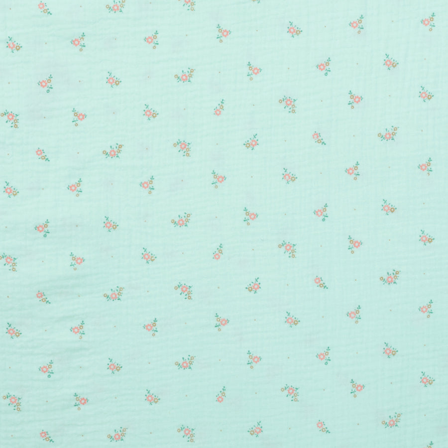 Cotton - Double Gauze - Mini Flowers - Light Mint