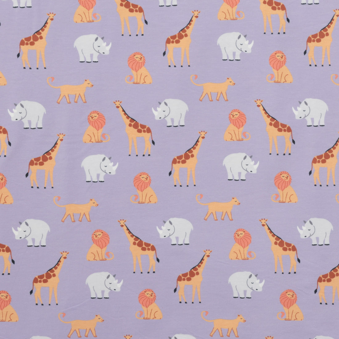 Cotton - Jersey Print - Safari Animals - Lilac