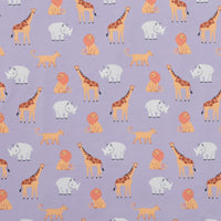 Cotton - Jersey Print - Safari Animals - Lilac